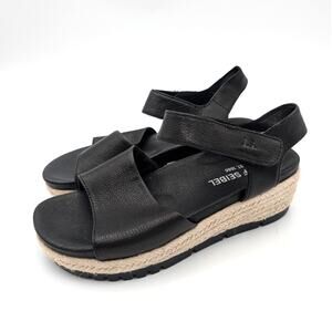 Josef Seibel Miranda Espadrille Wedge Sandals Women's Black Size US6.5 EU37